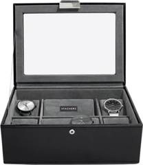 Pudełko na zegarki Stackers czarne ze szklaną pokrywką