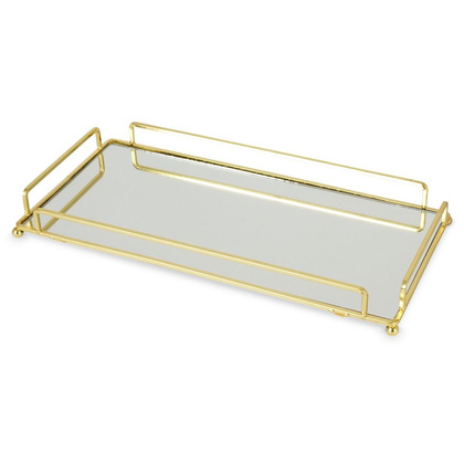 Taca na świece lustrzana prostokątna złota metalowa / podstawka pod świeczki 34x16,5 cm