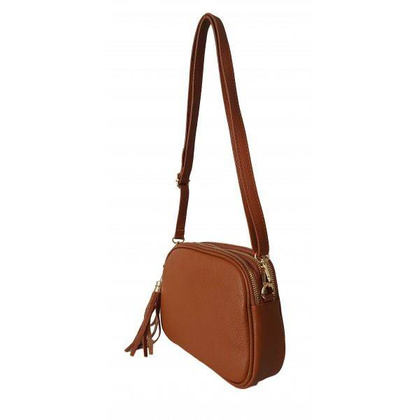 Listonoszka trzy komory frędzelek, złote okucia Vera Pelle Camel VP3KZC