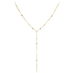 MINET Elegancki srebrny naszyjnik z prętami, kulkami i wiszącym łańcuszkiem