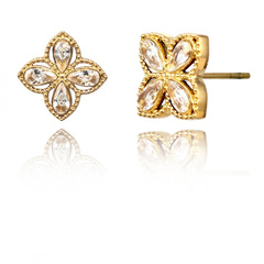 Kolczyki ze stali szlachetnej platerowane złotem KST3347