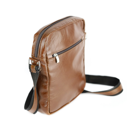 T-08 Listonoszka męska duża-gnieciony koniak KEMER