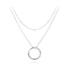 MINET Podwójny naszyjnik srebrny z kulkami i kółeczkiem