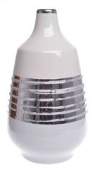 Wazon beżowo-srebrny pękaty wysoki