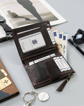 Skórzany portfel w stylu retro Rovicky Brązowy