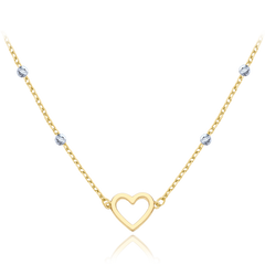 MINET Złoty naszyjnik serce i okrągłe z białego i żółtego złota Au 585/1000 1,50g