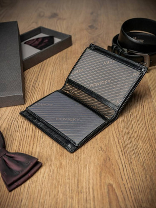 Elegancki portfel męski ze skóry naturalnej, bez zapięcia