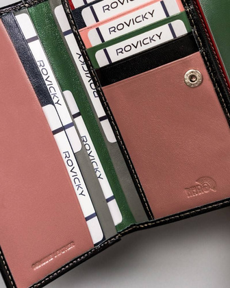 Duży portfel damski z bydlęcej skóry naturalnej