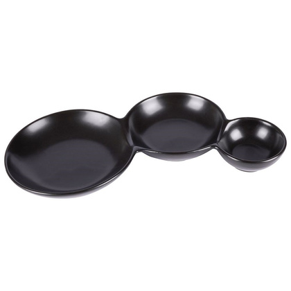 Miska miseczka na przekąski porcelanowa czarna potrójna 25 cm