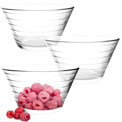 Miska szklana / salaterka paski 3 szt. 300 ml