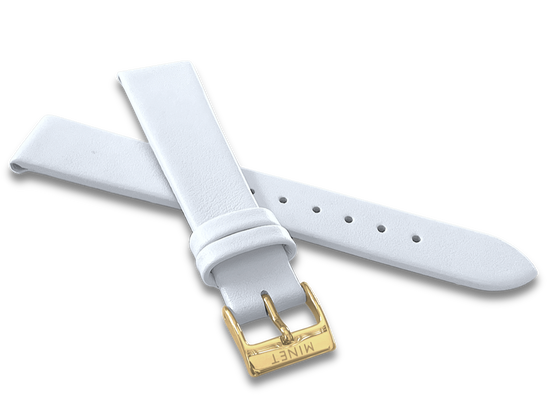 MINET Biały skórzany pasek ze złotą klamrą - 14