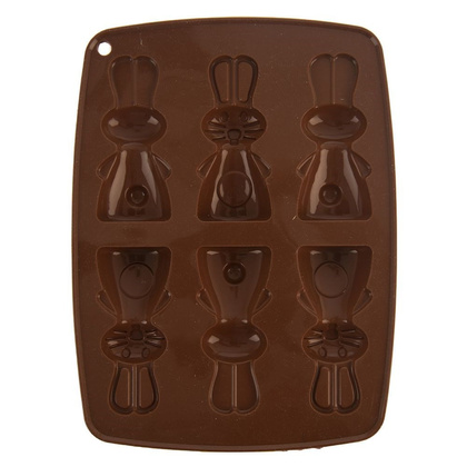 Forma do ciastek i pralin silikonowa brązowa zajączek