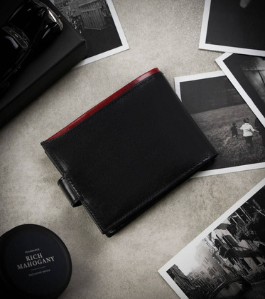 Skórzany portfel męski z kieszenią na dowód rejestracyjny