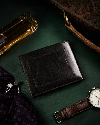 Skórzany średni portfel męski bez zapięcia