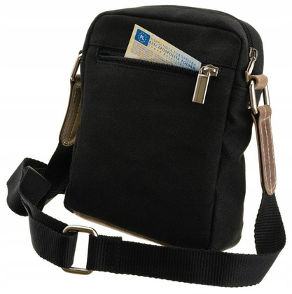 Skórzana, męska torba na ramię z kieszonką zewnętrzną