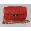 Włoska pikowana listonoszka złoto ,łańcuszek ,skóra savage Czerwona  LCH23R