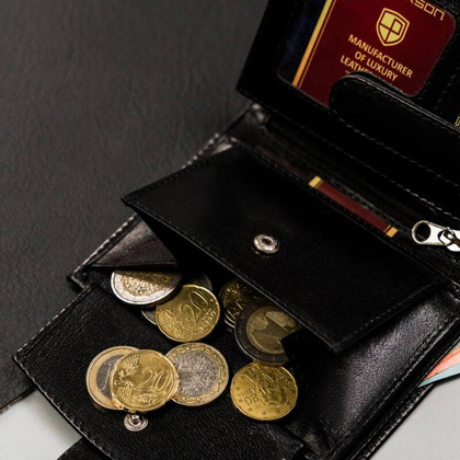 Portfel męski skórzany Peterson PTN 303Z-PR 2-1-1 czarny