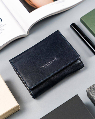 Mały, poziomy portfel damski ze skóry naturalnej, z ochroną rfid