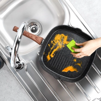 Patelnia do grillowania granitowa kwadratowa BLACK&WOOD 28x28 cm