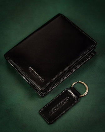 Zestaw prezentowy skorzany portfel meski i brelok