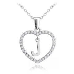 MINET Srebrny naszyjnik litera w sercu „J” z cyrkoniami