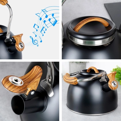 Czajnik z gwizdkiem stalowy czarny 2,5 l