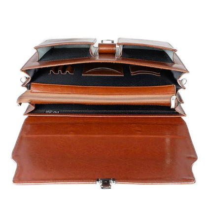 Skórzana teczka męska na ramię laptopa brązowa - Pavone Nero Treviso 2225 BR