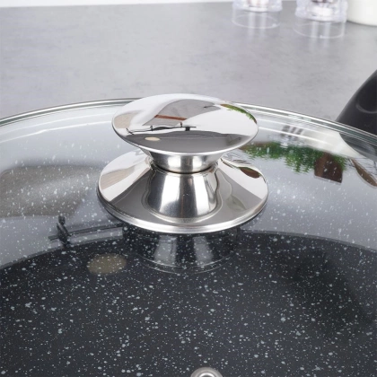 Patelnia granitowa 28 cm GRANDE z pokrywką do smażenia duszenia