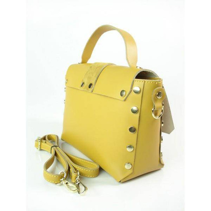 Kuferek listonoszka A5 złote dżety + zamsz żółty Vera Pelle VPK789GL