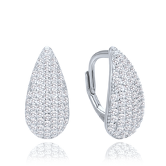 MINET Kolczyki srebrne krople z białymi cyrkoniami