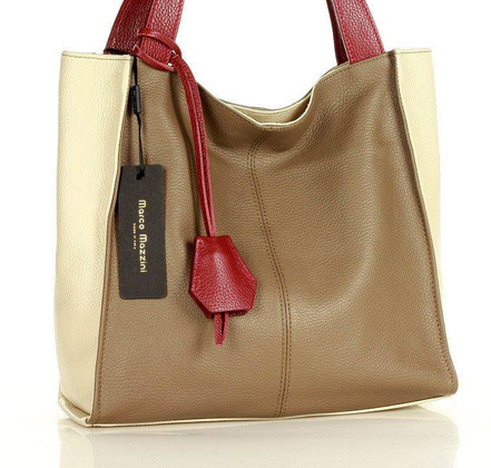 Modny skórzany shopper MAZZINI - Portofino Max multi beż khaki - min. zamówienie 20 / 50 / 100 szt.