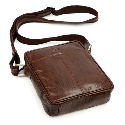 Saszetka męska z naturalnej skóry EL FORREST MB26-23 Brązowa