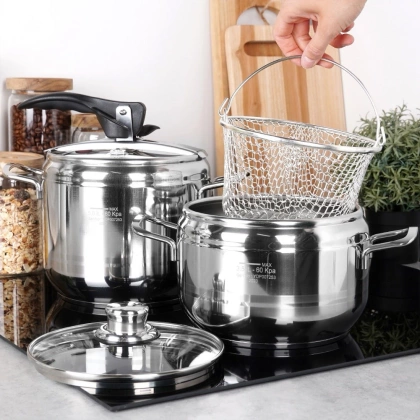 Szybkowar garnek stalowy ciśnieniowy zestaw garnków 2 szt. 3,5 5 l PROFI duo