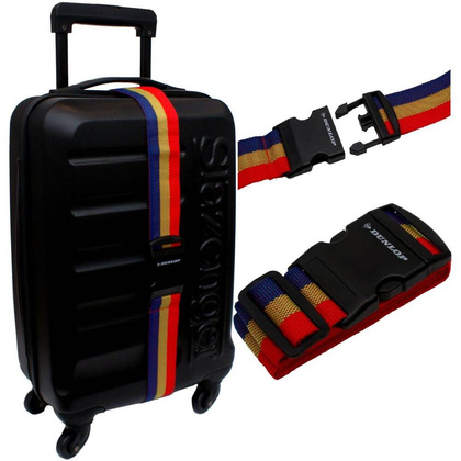 UNIWERSALNY PAS ZABEZPIECZAJĄCY DO WALIZKI SPINAJĄCY DUNLOP 200x5CM CZER-ZIEL-NIEB