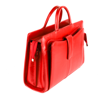 516 Skórzany Damski Kuferek Biznesowy - czerwony KEMER