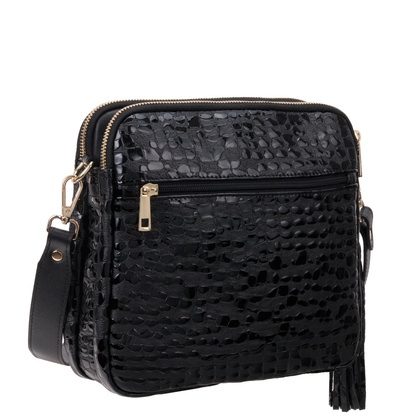 Torebka listonoszka Canaletto ze skóry naturalnej o wzorze kropli TD840s258złote