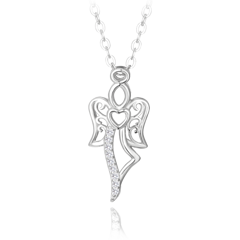 MINET Naszyjnik srebrny ANIOŁ z cyrkoniami