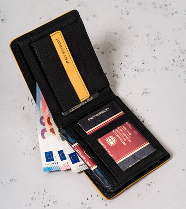 Skorzany sportowy portfel meski z ochrona kart RFID