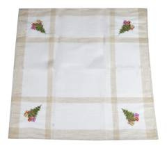 Obrus beżowy z zieloną choinką 85x85cm