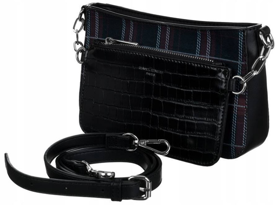 Listonoszka damska w kratę  i wzór imitujący skórę krokodyla