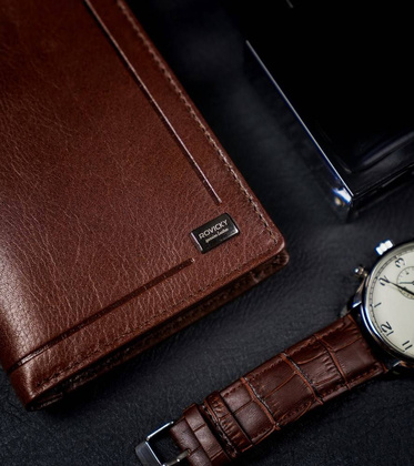 Skórzany portfel męski z ochroną rfid