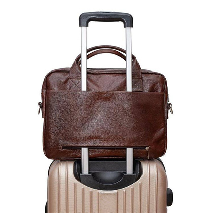 Skórzana torba męska na laptopa 15,6" ramię czekoladowa - Pavone Nero Rimini 2386 CZEK