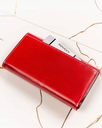 Duzy skorzany portfel damski na zatrzask