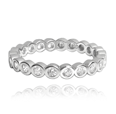 MINET Pierścien kulkowy srebrny z białymi cyrkoniami wielkość 11