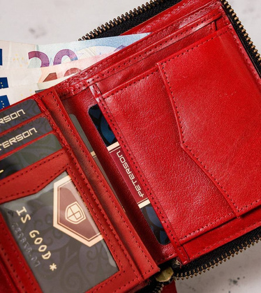 Duży, skórzany portfel męski na zamek