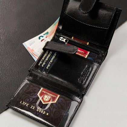 Portfel męski skórzany Peterson PTN 303Z-PR 2-1-1 czarny