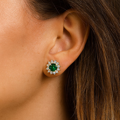 Kolczyki ze stali szlachetnej pozłacane 14k złotem, z cyrkoniami KST3415