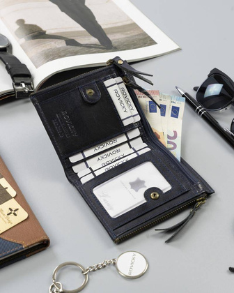 Portfel z dwiema kieszeniami na bilon Rovicky Granatowy