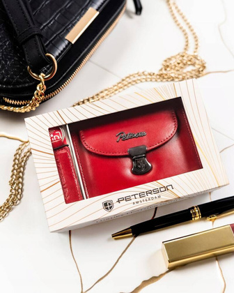 Zestaw prezentowy skorzany portfel damski i brelok