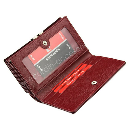 Portfel damski skórzany PIERRE CARDIN 02 LEAF 108 Niebieski